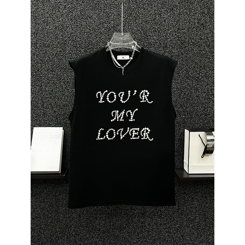 Bead Lettering Sleeveless T-shirt