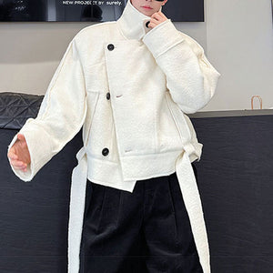 Thickened Short Stand Collar Woolen Coat