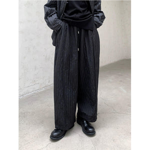 Vertical Thick Embossed High Waist Harem Pants