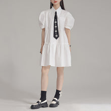 Load image into Gallery viewer, Tie Puff Sleeve Casual Shirt Dress
