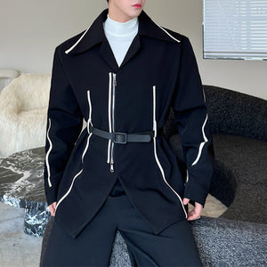 Pad Shoulder Contrast Zip-Up Jacket