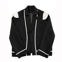 Load image into Gallery viewer, Black and White Contrast Casual Loose Short Jacket
