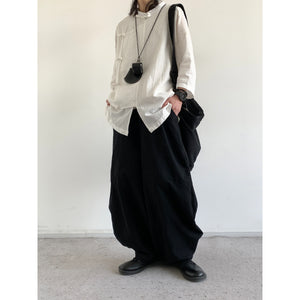 Loose Cotton And Linen Wide-Leg Pants