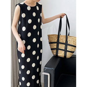 Backless Drawstring Polka Dot Dress