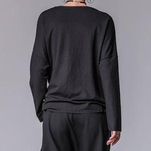 Asymmetrical Tie Loose Long Sleeve T-shirt