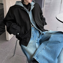 Load image into Gallery viewer, Fake Two Piece Denim Hooded Jacket
