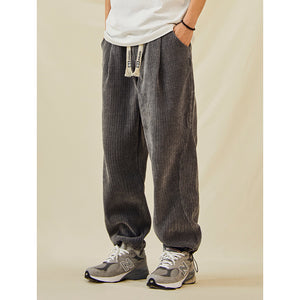 Straight Loose-fitting Corduroy Trousers