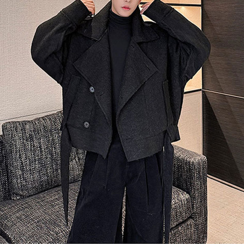 Thickened Short Stand Collar Woolen Coat