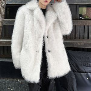 Faux Fur Double Breasted Lapel Jacket