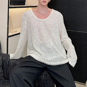 Sequin Low Collar Loose Casual Shirt