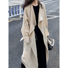 Load image into Gallery viewer, Mid-length Drawstring Trench Coat
