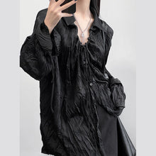 Load image into Gallery viewer, Pleated Drawstring Bell Sleeve Long Sleeve Shirt
