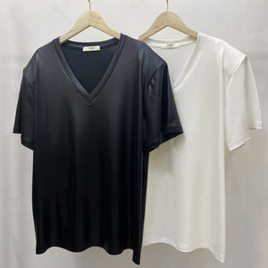 Loose Shoulder Pad V-Neck T-Shirt