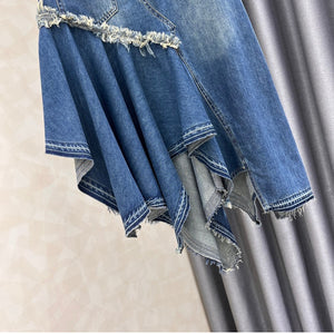 Irregular Patchwork Denim Skirt