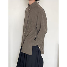 Load image into Gallery viewer, Vintage Side Button Stand Collar Shirt
