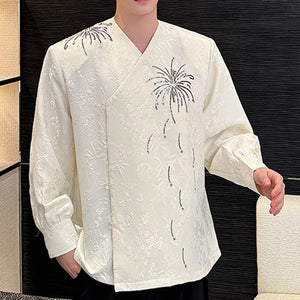 Fireworks Embroidered Jacquard Long-sleeved Shirt