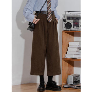 Retro Corduroy Wide Leg Ninth Pants