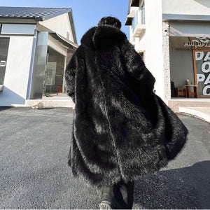 Winter Plush Warm Artificial Fur Mid-length Coat