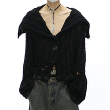 Load image into Gallery viewer, Distressed Lapel Short Knitted Sweater Cardigan
