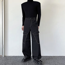 Load image into Gallery viewer, Topstitched Pockets Straight-leg Wide-leg Cargo Pants
