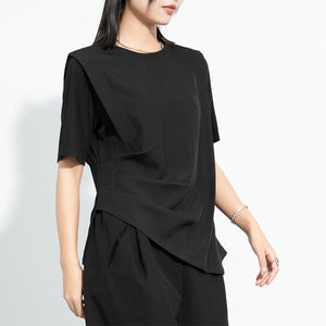 Button Loose Slit T-shirt