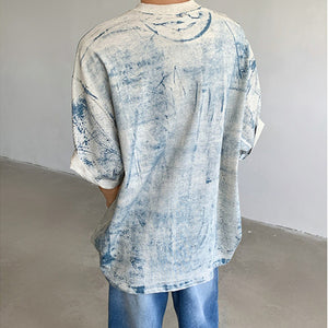 Tie-dyed Straight Shoulder T-shirt