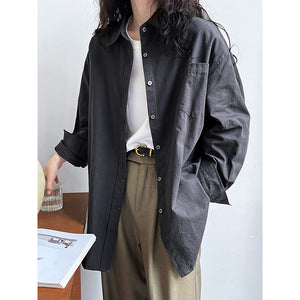 Loose POLO Collar Casual Long-sleeved Shirt