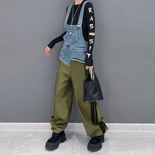 Load image into Gallery viewer, Contrast Color Patchwork Loose Denim Overalls
