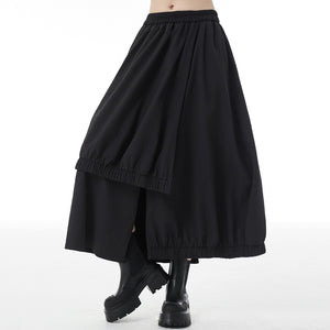 Solid Color Loose Casual A-line Culottes