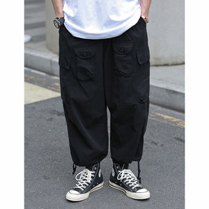 Retro Multi-pocket Wide-leg Pants