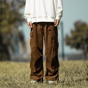 Japanese Retro Loose Corduroy Pocket Pants