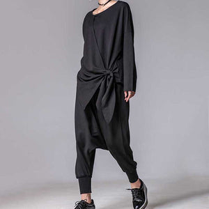 Asymmetrical Tie Loose Long Sleeve T-shirt