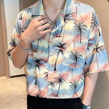 Load image into Gallery viewer, Beach Resort Summer Coconut Tree Print Short Sleeve Shirt
