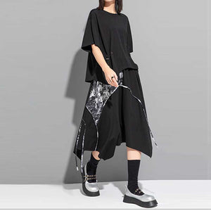 Spliced Irregular Print Skirt