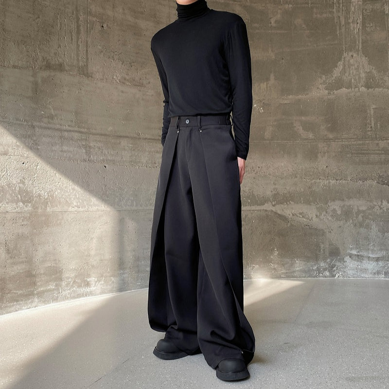 Pleated Loose Straight Wide-leg Trousers