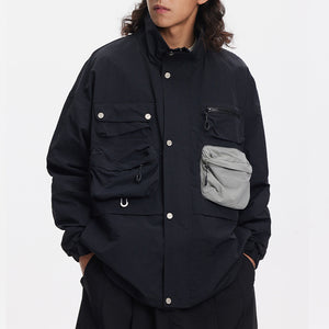 Multi-pocket Loose Collar Casual Jacket