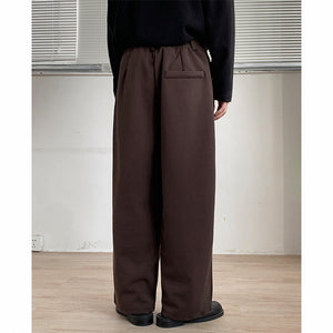 Thickened Twill Semi-elastic Wide-leg Loose Trousers