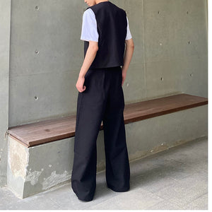 Simple Vest Wide-leg Pants Suit