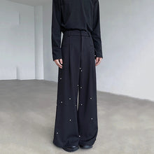 Load image into Gallery viewer, Pearl Rivets Wide-Leg Straight  Pants
