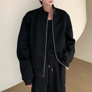 Padded Shoulder Oversized Stand Collar Jacket