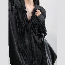 Load image into Gallery viewer, Pleated Drawstring Bell Sleeve Long Sleeve Shirt
