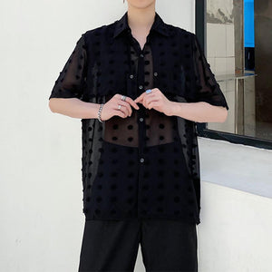 Thin Breathable Polka Dot Short Sleeve Shirt