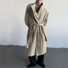 Load image into Gallery viewer, Belted Stand Collar Knee-length Trench Coat
