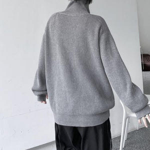 Retro Turtleneck Solid Color Thickened Knitted Sweater