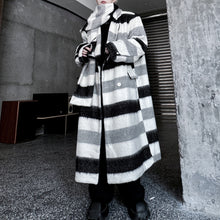 Load image into Gallery viewer, Striped Scarf Over-the-knee Wool Coat
