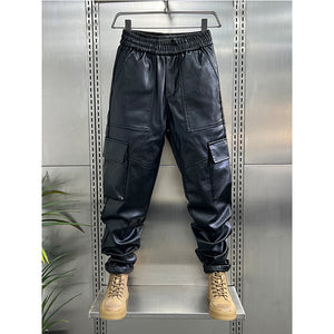 Leather Plush Thickened Casual Harem Pants