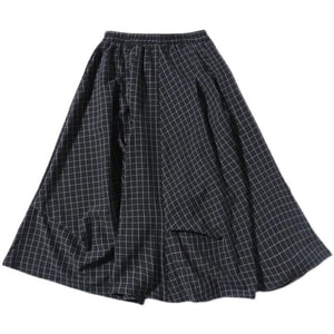 Pleated Irregular Plaid Skirt