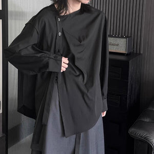 Irregular Slit Ribbon Shirt