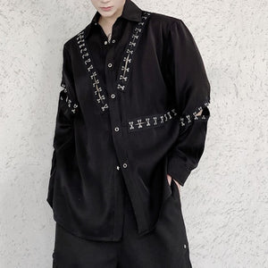 Dark Metal Hook Design Long-sleeved Shirt