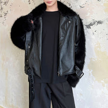 Load image into Gallery viewer, Artificial Fur Patchwork Leather Short Jacket
